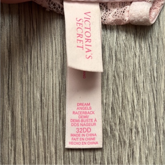 Victoria’s Secret Dream Angels Racer Back Demi Bra Pink Lace Size 32DD - Picture 4 of 5